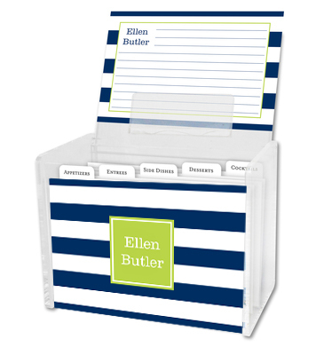 Navy Awning Stripe Recipe Box and Recipe Cards